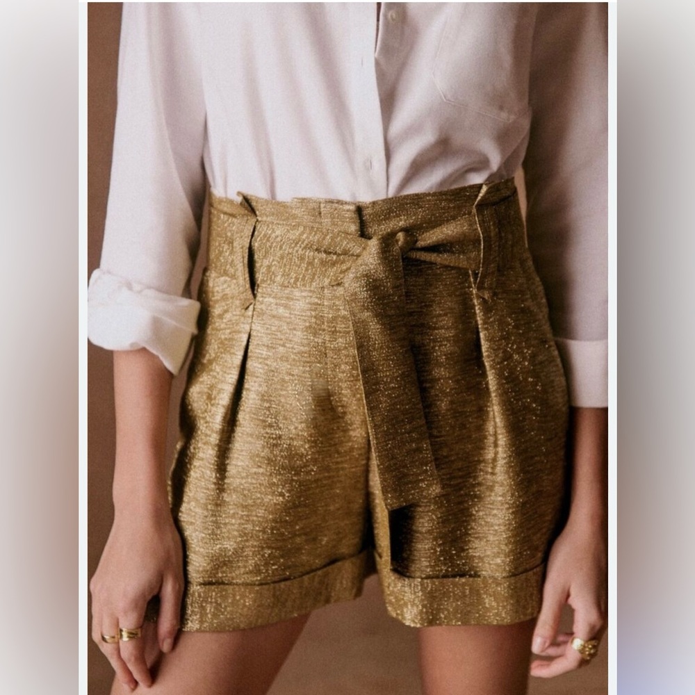 Sézane “Short Roma” Metallic Gold Shorts – EU 40 / US 8 – NWT